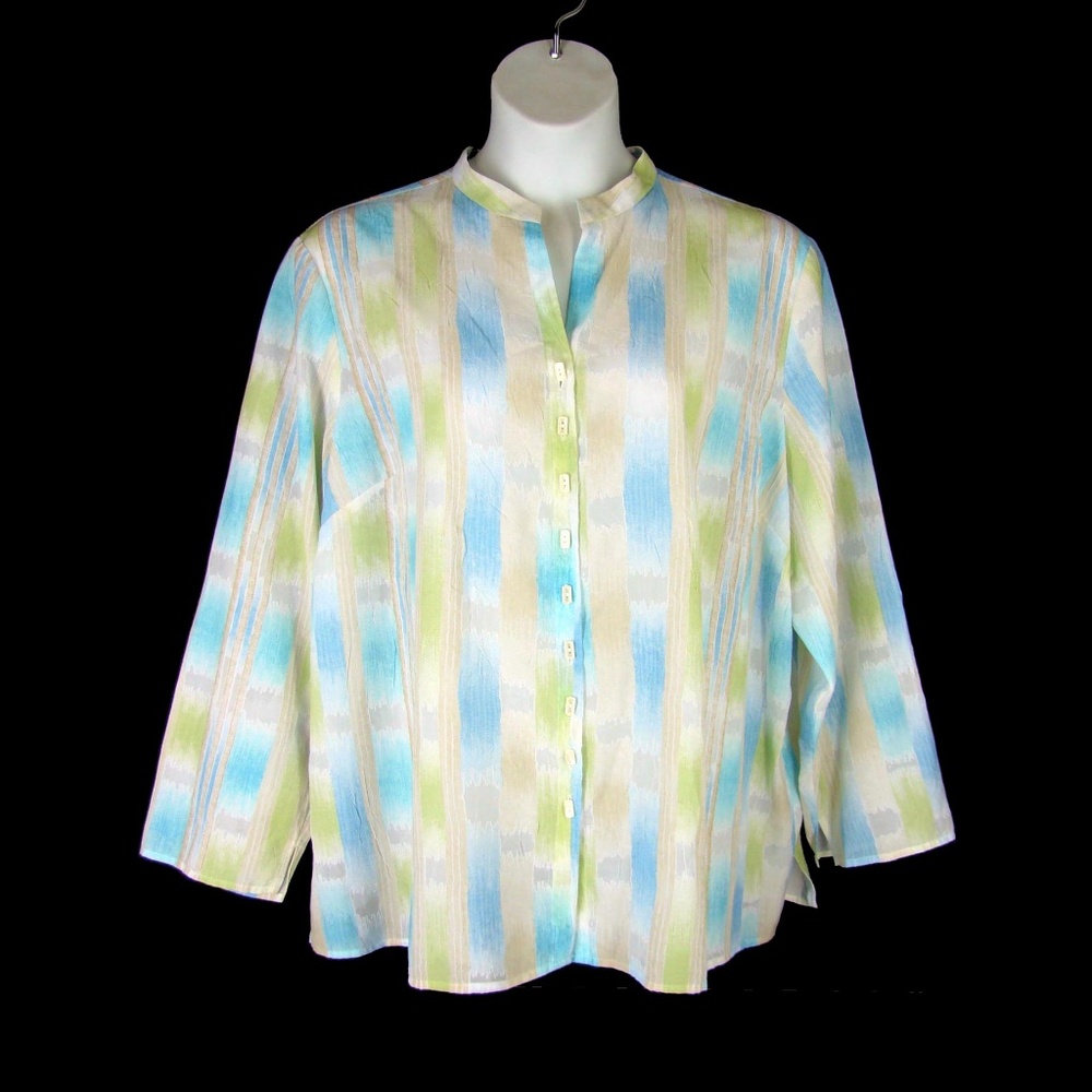 Lightweight Rayon Watercolor  Blouse Tunic  - 3X
